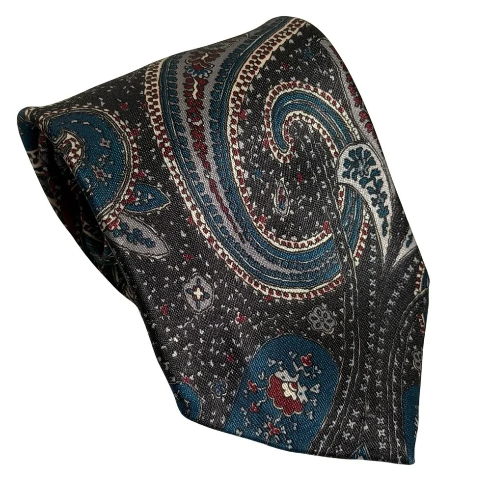 VTG Ketch Necktie Multicolor Paisley Retro Classic Formal Business Mens OS